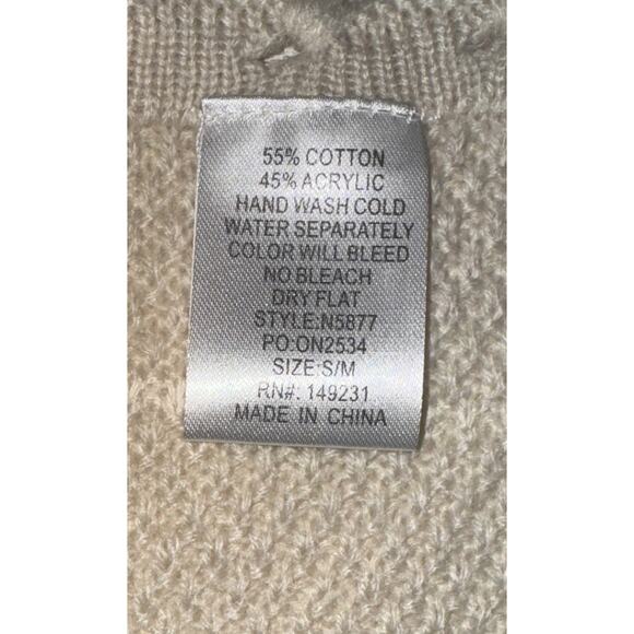 Kori America Cream S/M Sweater Poncho Fringe Hooded Autumn Essential Cozy Soft - Picture 7 of 9